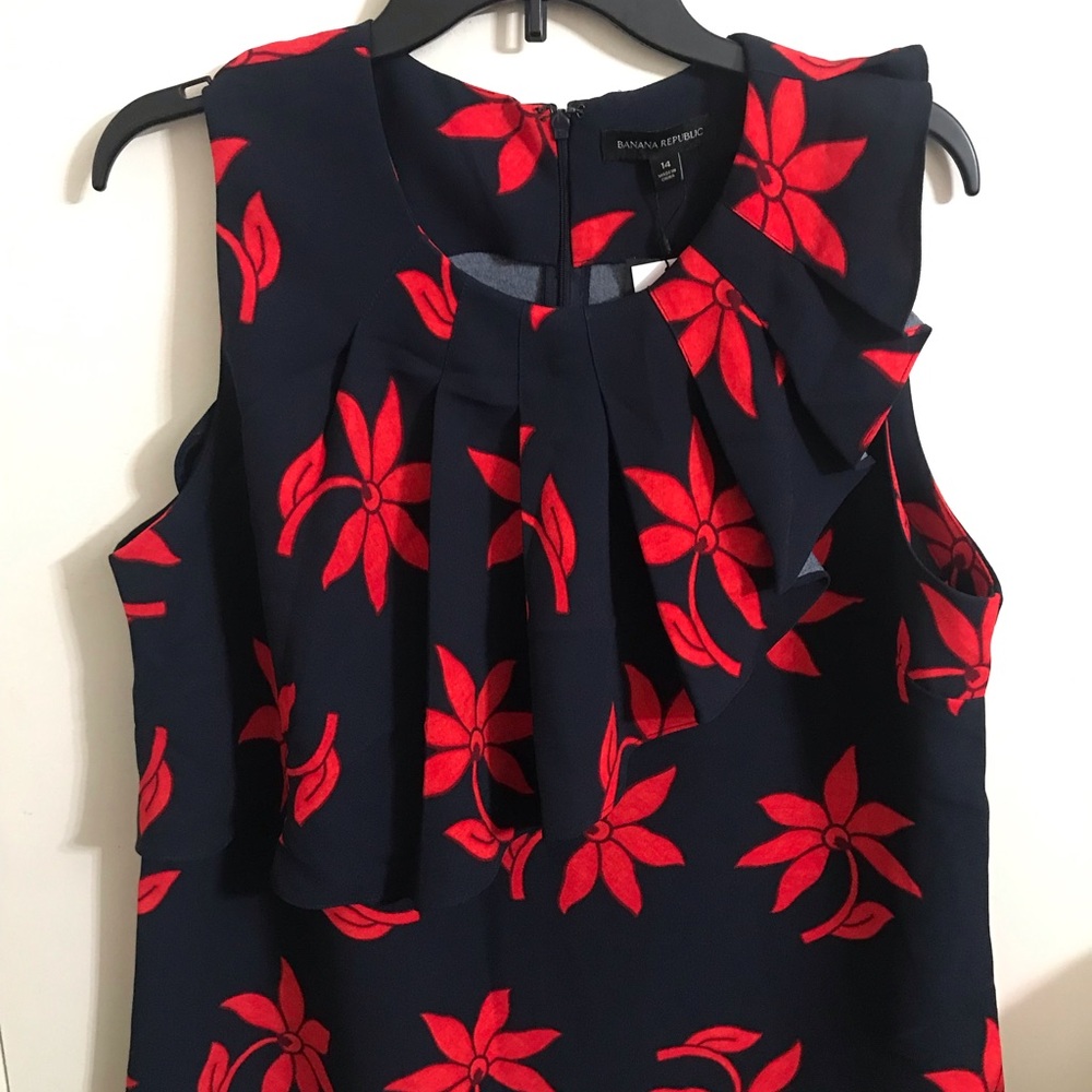 Banana Republic Navy and Red Floral Top